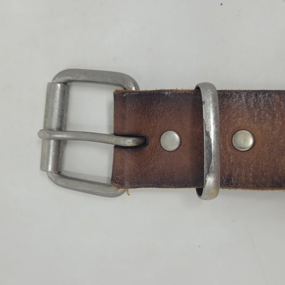 American Eagle Outfitters Belt 36 Brown Leather Distressed Rugged Industrial